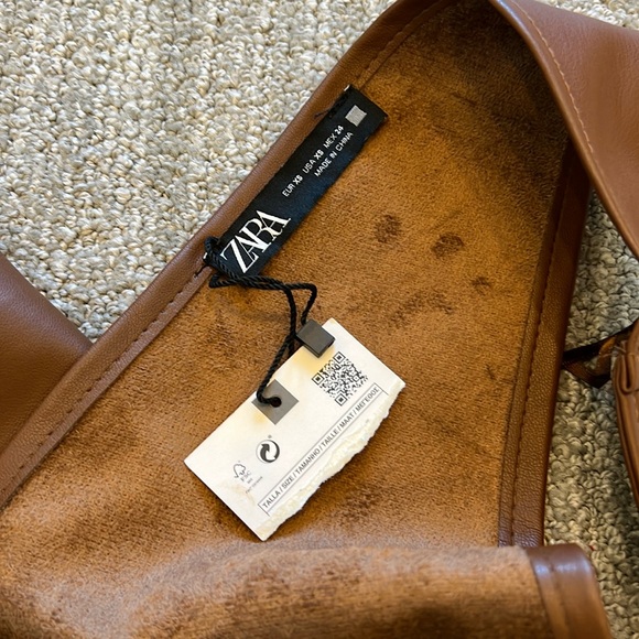 NWT Zara Faux Leather Pinafore Mini Dress - Picture 8 of 11